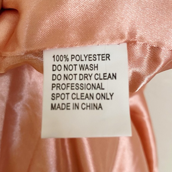 Mac Duggal Peach Pink Embellished Beaded Satin One-Shoulder Gown Prom Dress - Picture 7 of 7